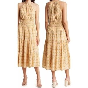 DRA Anthropologie Yellow & White Floral Medallion Sleeveless Midi Dress Medium